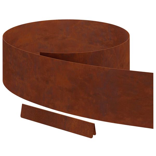 vidaXL Lawn Edging 4 pcs Rusty 450 x 0.05 x 20 cm Weathering Steel