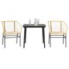 vidaXL 3 Piece Garden Dining Set Brown Poly Rattan Glass