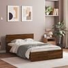 vidaXL Bed Frame with Headboard and LED Brown Oak 135x190 cm Double
