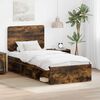 vidaXL Bed Frame with Headboard Smoked Oak 90 x 190 cm Solid Pine Wood