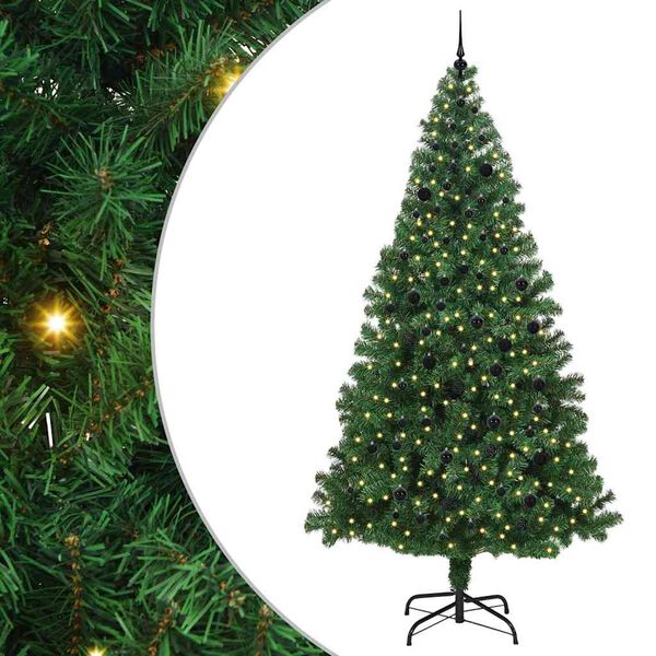 vidaXL Artificial Christmas Tree with 300 LEDs with Stand Green 240 cm