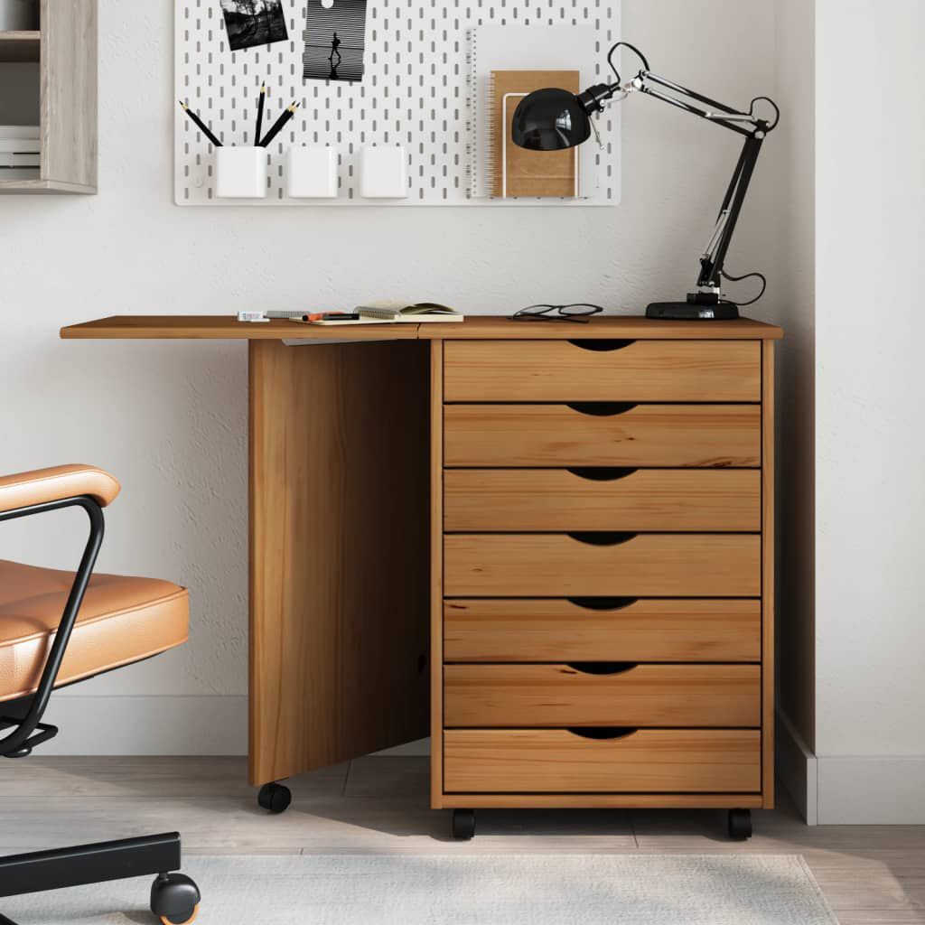 Rolling desk cart online with drawers