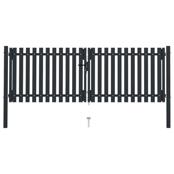 vidaXL Double Door Fence Gate Steel 300x100 cm Anthracite