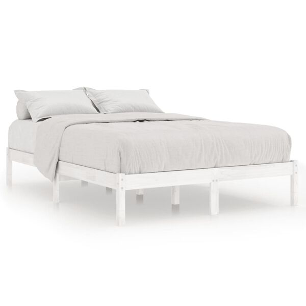 vidaXL Bed Frame without Mattress White Solid Wood 140x190 cm