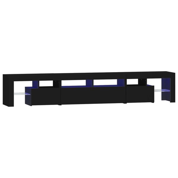 vidaXL TV Cabinet with LED Lights Black 230x36.5x40 cm