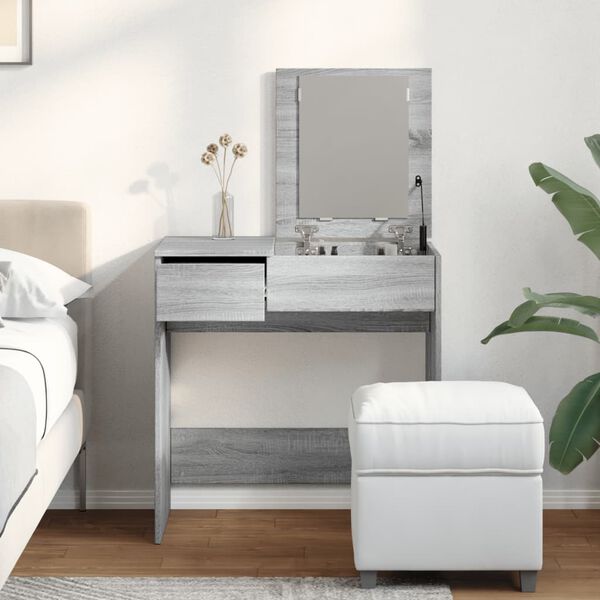 vidaXL Dressing Table with Mirror Grey Sonoma 73x46.5x120 cm