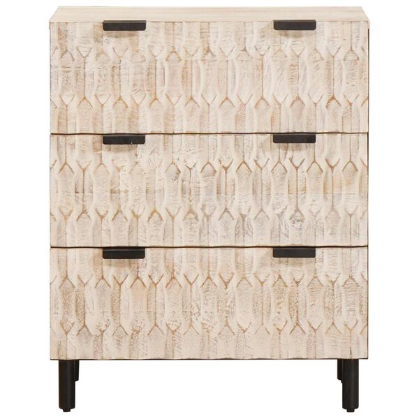 vidaXL Sideboard White Wash Finish 60 x 33 x 75 cm Solid Mango Wood