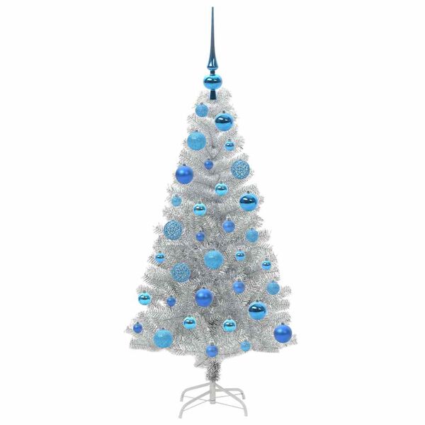 vidaXL Christmas Tree with 150 LEDs with Stand Silver 120 cm PET