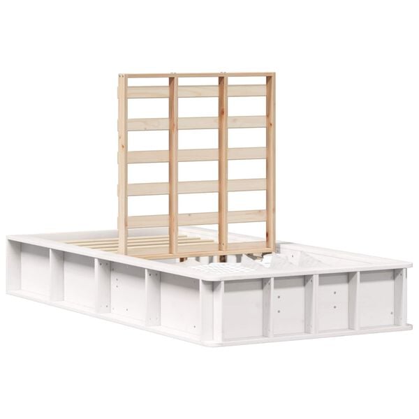 vidaXL Bed Frame White 100 x 200 cm Solid Pine Wood