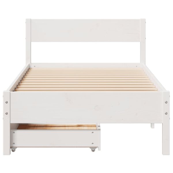 vidaXL Bed Frame without Mattress White 100x200 cm Solid Wood Pine