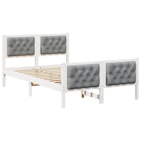 vidaXL Bed Frame Light Grey 120 x 190 cm Solid Pine Wood