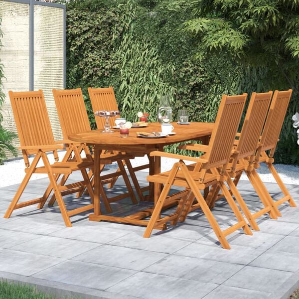 vidaXL 7 Piece Garden Dining Set Solid Wood Acacia 120-170 cm