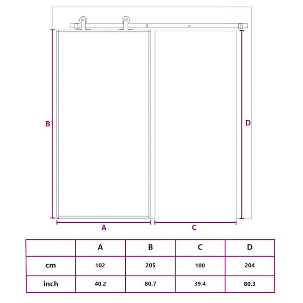 VidaXL Modern, Transparent ESG Glass And Black Aluminum Sliding Door