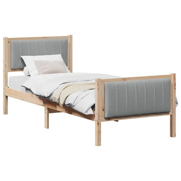 vidaXL Bed frame Brown and light grey 80 x 200 cm Solid pine wood