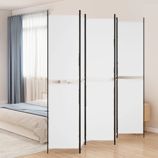 vidaXL 5-Panel Room Divider White 250x220 cm Fabric