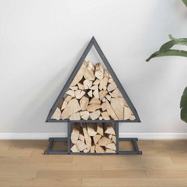 vidaXL Firewood Rack Anthracite 50x25x60 cm Cold-rolled steel