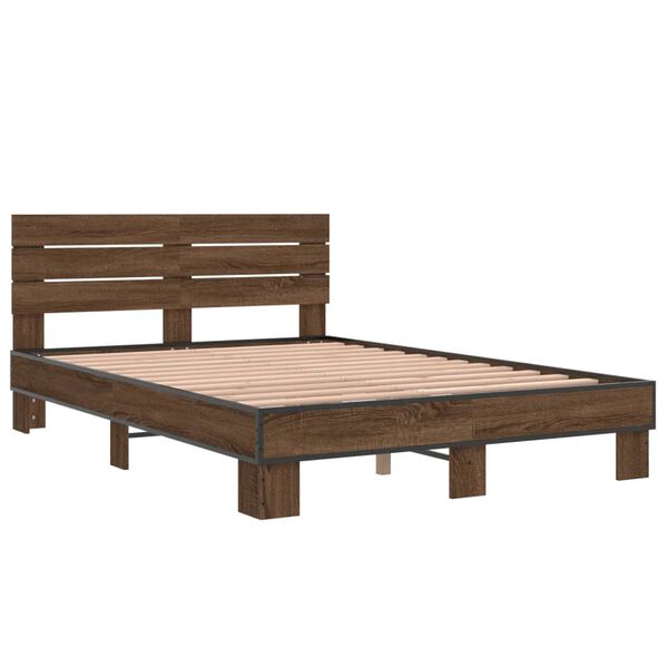 vidaXL Bed Frame without Mattress Brown Oak 140x200 cm