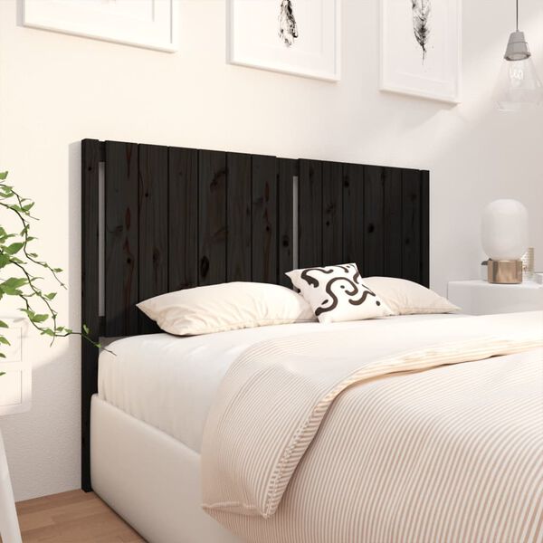 vidaXL Bed Headboard Black 145.5x4x100 cm Solid Wood Pine