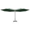 vidaXL Double Garden Parasol with Steel Pole Green 600 cm