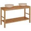 vidaXL Vanity Cabinet With Sink | Cream, Natural Teak | Solid teak wood | Medium