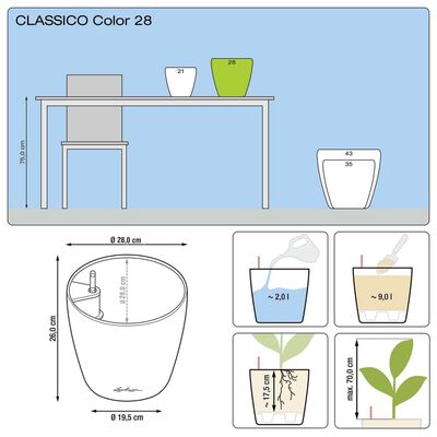 LECHUZA Planter Classico Color 28 ALL-IN-ONE Slate 13204