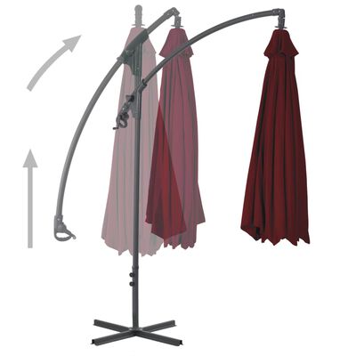 vidaXL Cantilever Umbrella with Steel Pole 250x250 cm Wine Red