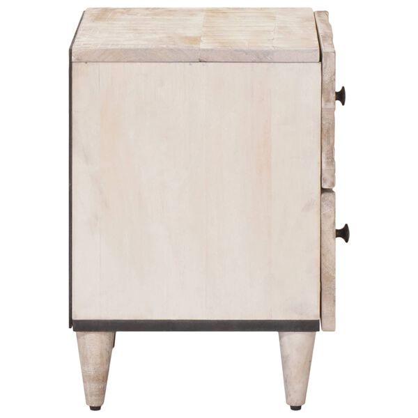 vidaXL Bedside Cabinet White 40 x 33.5 x 46 cm Solid Mango Wood