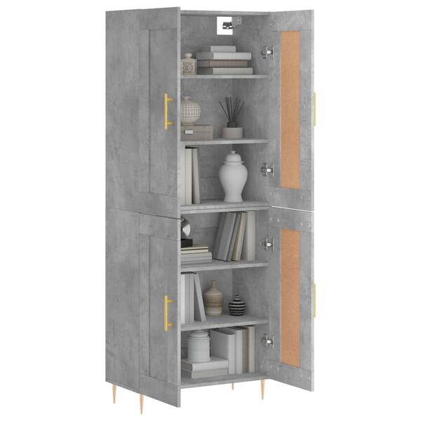 vidaXL Highboard Concrete Grey 69.5x34x180 cm Engineered Wood