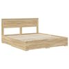 vidaXL Bed Frame with Drawer Sonoma Oak 200 x 200 cm Engineered Wood
