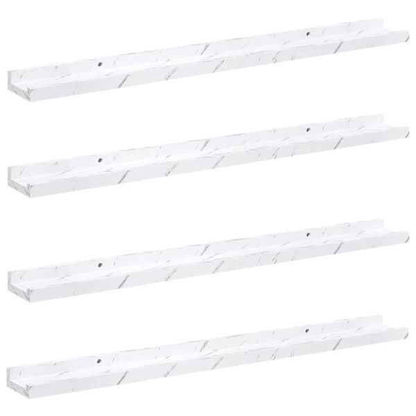 vidaXL Wall Shelf 4 pcs White Marble 80 x 9 x 3 cm Engineered Wood