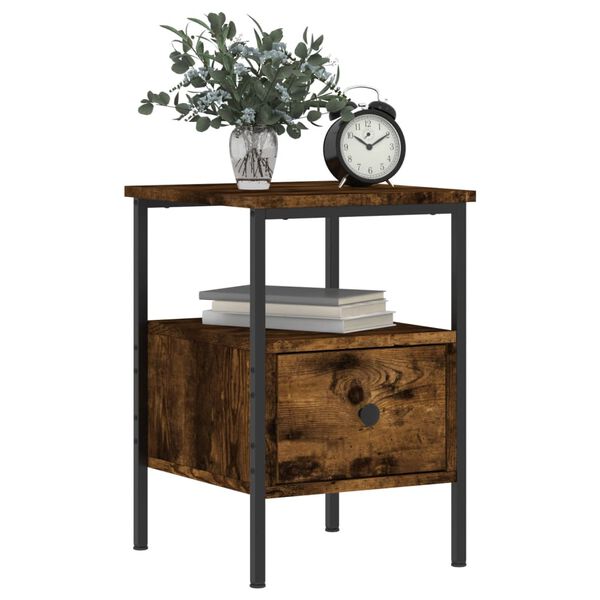 vidaXL Bedside Cabinet Smoked Oak 34x36x50 cm Engineered Wood