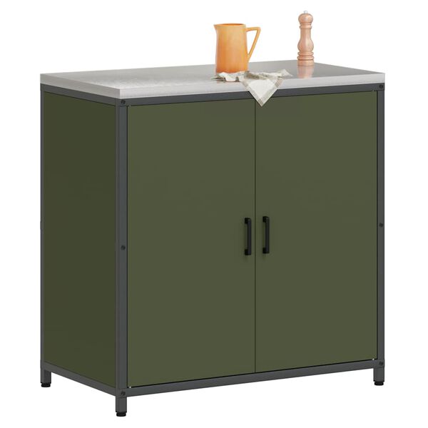 vidaXL Kitchen Storage with Shelf Olive Green 90 x 50 x 92 cm Steel