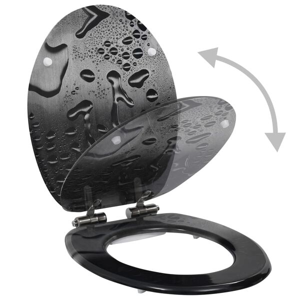 vidaXL WC Toilet Seat with Soft Close Lid MDF Water Drop Design