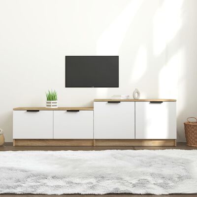 vidaXL TV Cabinet White and Sonoma Oak 158.5x36x45 cm Engineered Wood