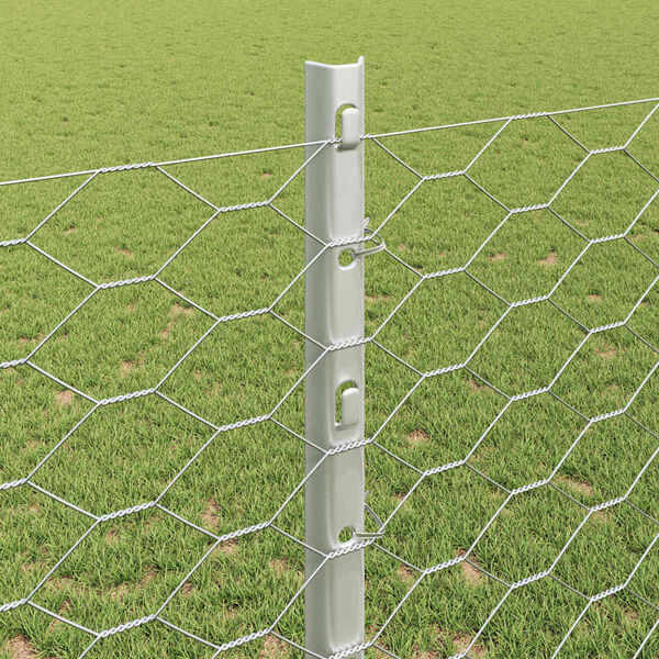 vidaXL Fence with Post Silver 1.2 x 50 m Steel