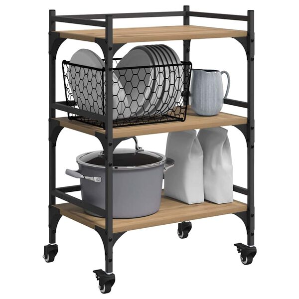 vidaXL Kitchen Trolley Artisan Oak 50 x 35 x 75.5 cm Engineered Wood