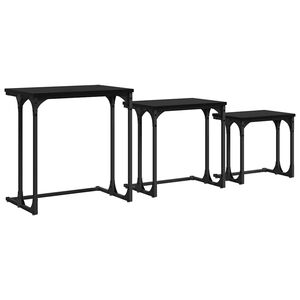 vidaXL Nesting Coffee Table 3 pcs Black oak Engineered wood