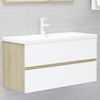 vidaXL Bathroom Furniture Set White and Sonoma Oak Engineered Wood