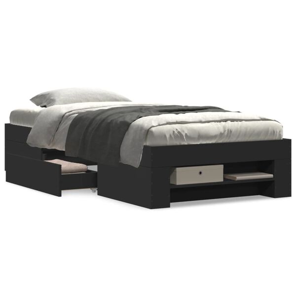 vidaXL Bed Frame without Mattress Black 90x200 cm Engineered Wood