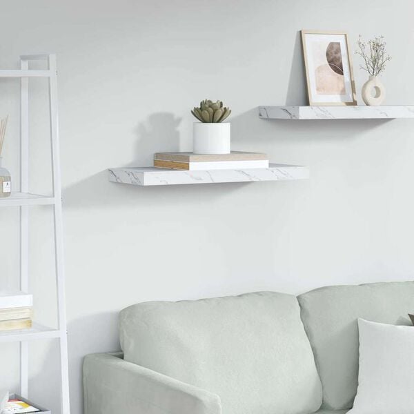 vidaXL Wall Shelf White Marble 60 x 23 x 4 cm Engineered Wood