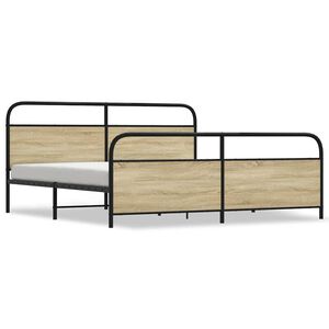 vidaXL Metal Bed Frame without Mattress Sonoma Oak 183x213 cm