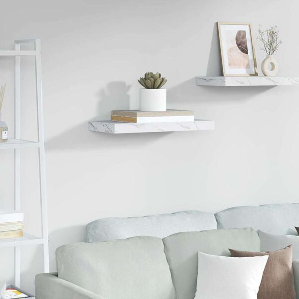 vidaXL Wall Shelf White Marble 50 x 23 x 4 cm Engineered Wood