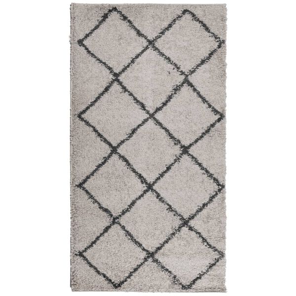 vidaXL Shaggy Rug PAMPLONA High Pile Modern Beige and Anthracite 60x110 cm