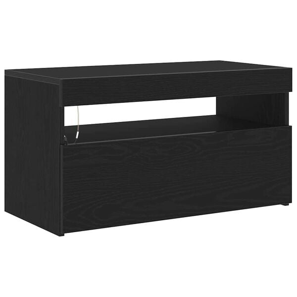 vidaXL TV Cabinet Black Oak 75 x 35 x 40 cm Engineered Wood