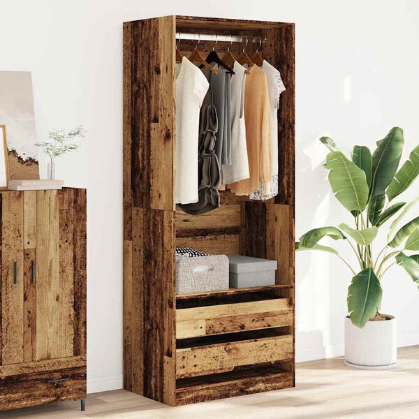 vidaXL Wardrobe Old Wood 80x50x200 cm Engineered Wood