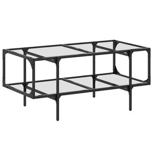 vidaXL Coffee Table with Transparent Glass Top 98.5x50x45 cm Steel