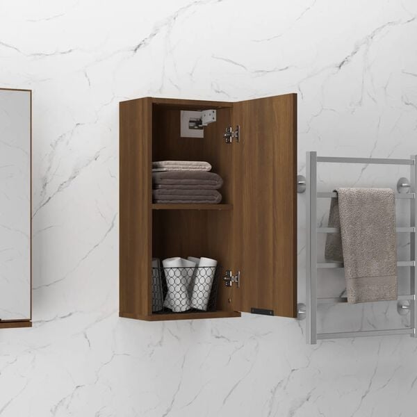 vidaXL Wall-mounted Bathroom Cabinet Brown Oak 32x20x67 cm