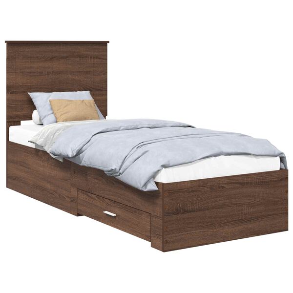 vidaXL Bed Frame Brown Oak and Silver 70 x 190 cm Engineered Wood