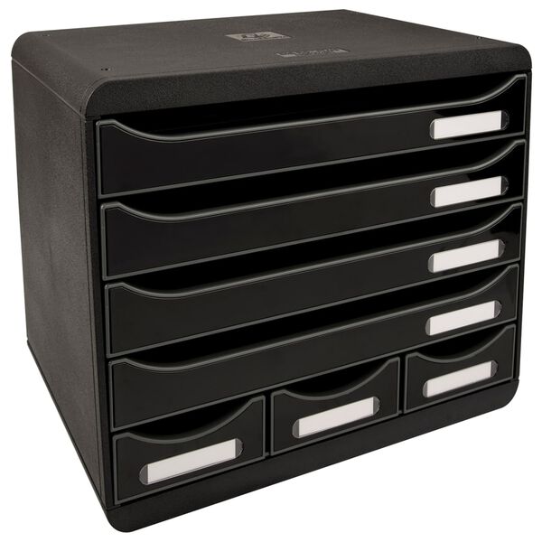 Exacompta Desktop Drawer Set Store-Box with 7 Drawers Glossy Black