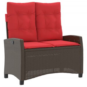 vidaXL Reclining Garden Bench with Cushions Brown Poly Rattan